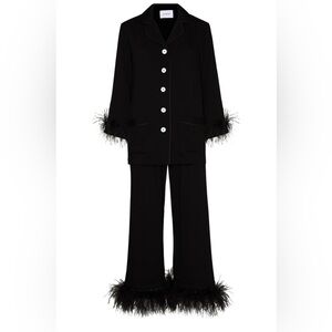 Sleeper Black Feather-Trim Pajama Set